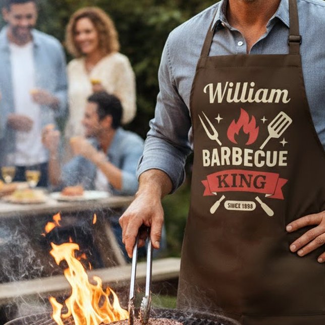 Tablier Barbecue King Custom Grill Apron -Personalize Name (Créateur téléchargé)