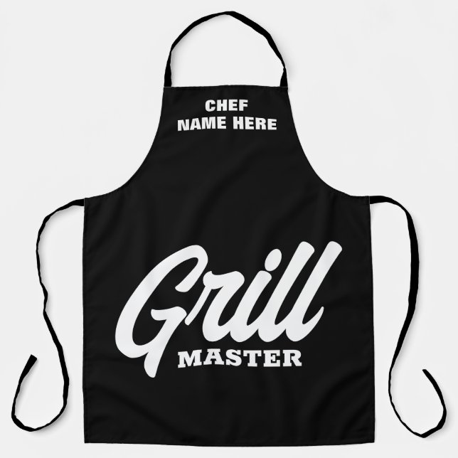 Tablier barbecue maître grill noir personnalisé po (Recto)