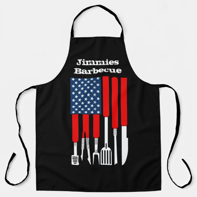Tablier Barbecue patriotique personnalisé et chef (Recto)