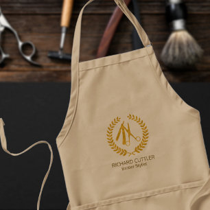 Tablier Barbiers nom et logo barbier élégant vintage