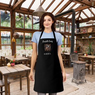 Tablier Barista noir blanc tasse café haricots nom script
