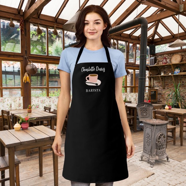Tablier Barista noir blanc tasse de café (Créateur téléchargé)