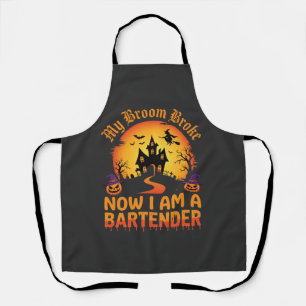 Tablier Barman Halloween Maison Hantée Sorcière Citrouille