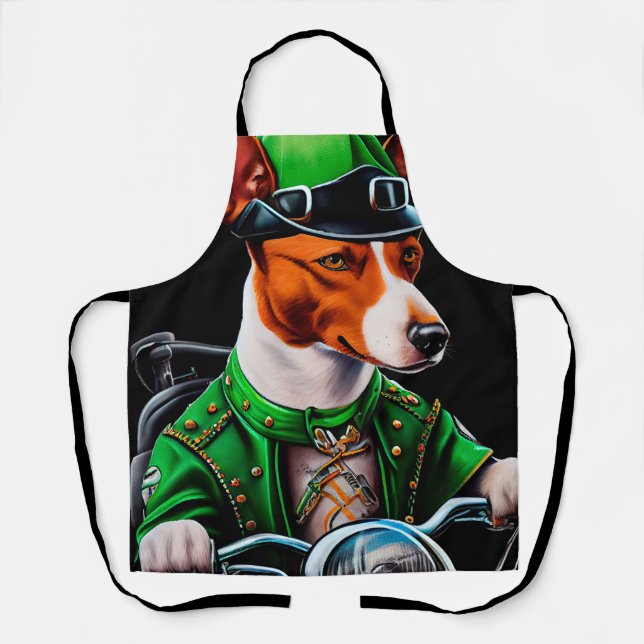 Tablier Basenji Chien conduisant vélo St. Patrick's Day (Recto)