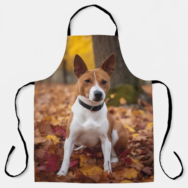 Tablier Basenji en automne Feuilles automne Inspiration (Recto)