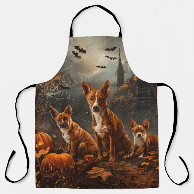 Tablier Basenji Halloween Chien De Nuit Délice (Recto)