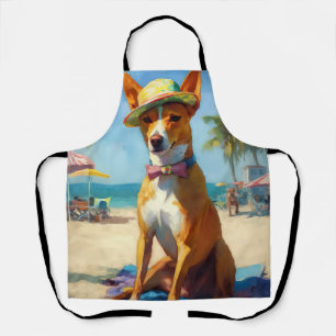 Tablier Basenji sur la plage, cadeau d'été pour les amoure