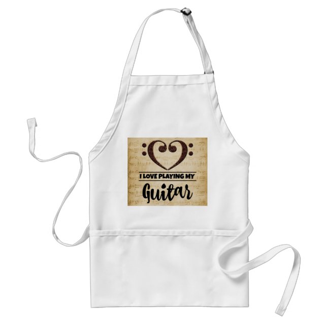 Tablier Bass Clef Coeur J'Aime Jouer Ma Guitare (Devant)