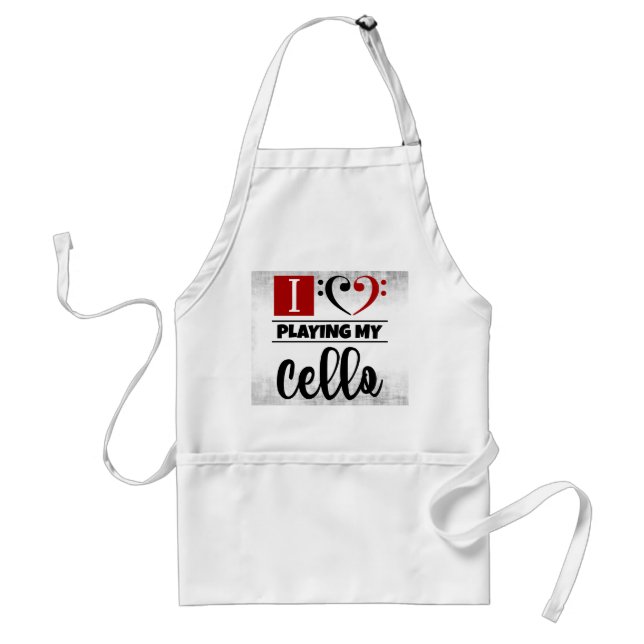 Tablier Bass Clef Coeur J'Aime Jouer Mon Cello (Devant)