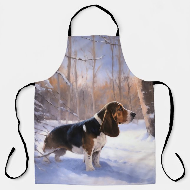 Tablier Basset Hound Laisser neiger Noël (Recto)