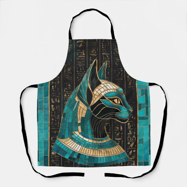 Tablier Bastet, déesse chatte égyptienne - Art mosaïque (Recto)