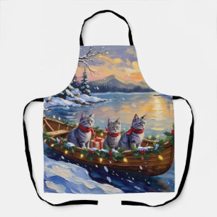 Tablier Bateau de Noël de chat bleu oriental pour les fête