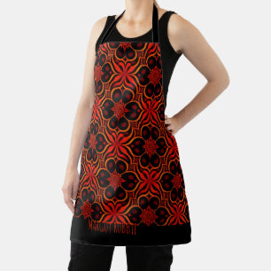 Tablier Batik indonésien Abstrait Rouge Floral