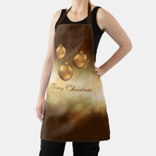 Tablier Baubles De Noël Jaune D'Or Sur Bokeh Jaune