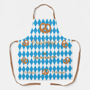 Tablier Bavarois bleu Octoberfest Pretzels PERSONNALISER