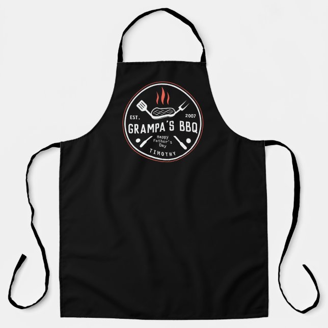 Tablier BBQ de grand-père Fête des pères personnalisée tab (Recto)