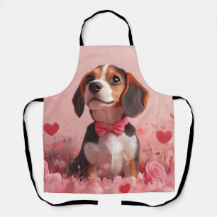 Tablier Beagle avec Rose - Saint Valentin