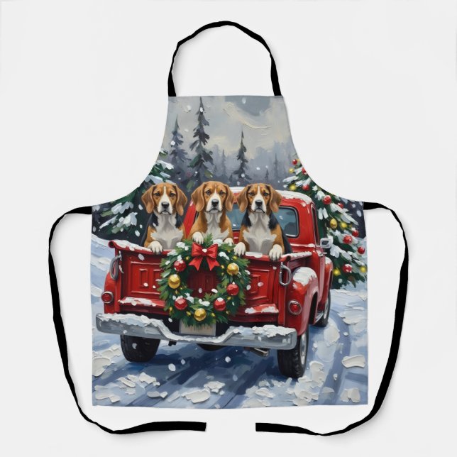 Tablier Beagle Christmas Red Truck Holiday (Recto)