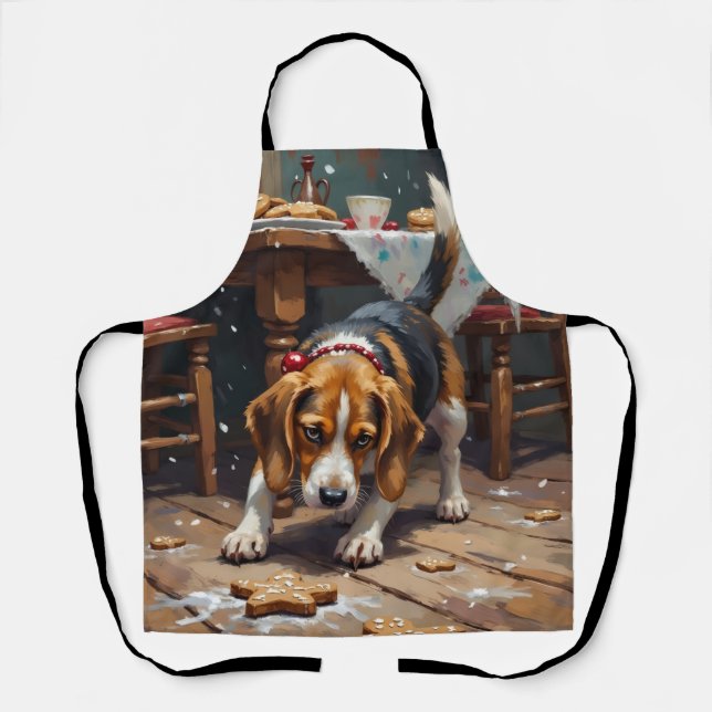 Tablier Beagle Dog Tracking Gingerbread Christmas Fun Art (Recto)