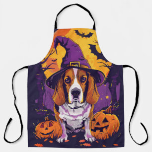 Tablier Beagle effrayant Halloween Sorcière et Citrouille