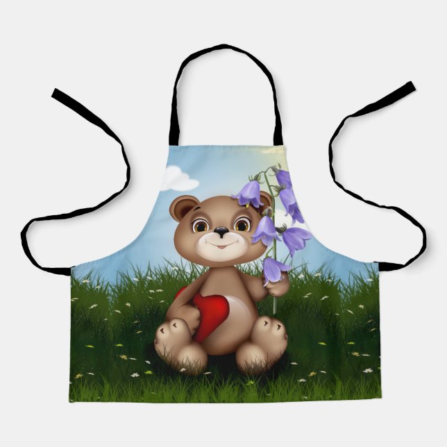 Tablier Bear Holding Bouquet Flower-30926 (Recto)