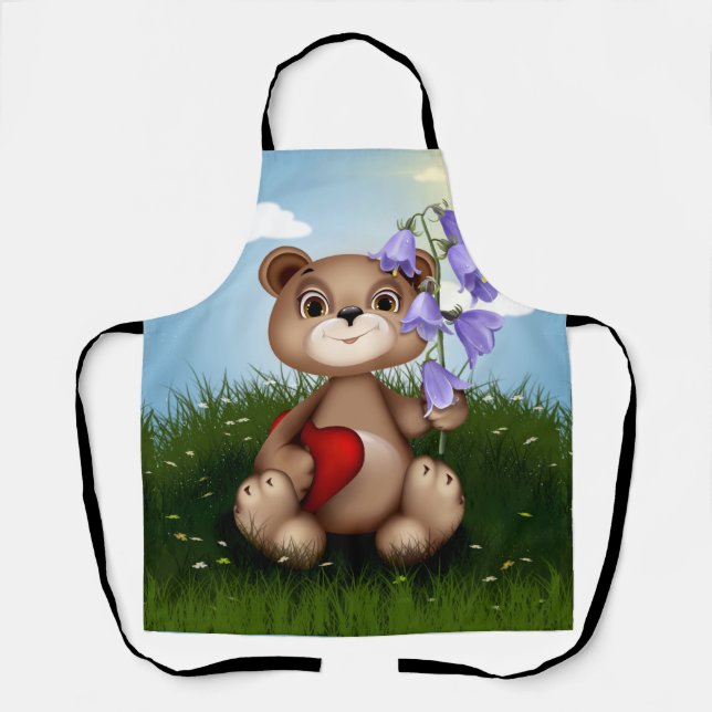 Tablier Bear Holding Bouquet Flower-30926 (Recto)