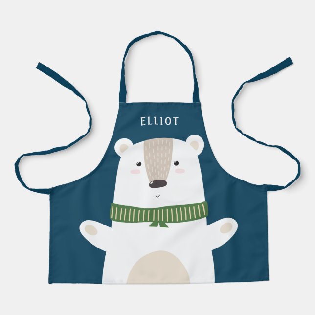 Tablier Bear polaire mignonne Enfants modernes Bleu (Recto)