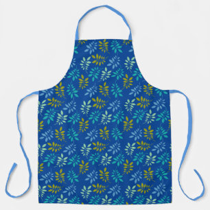 Tablier Beau Motif Feuilleté Bleu Et Vert