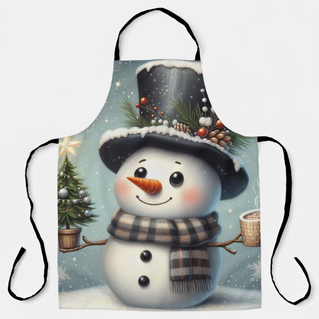 Tablier Beau tourbillon Noël/bonhomme de neige d'hiver (Recto)