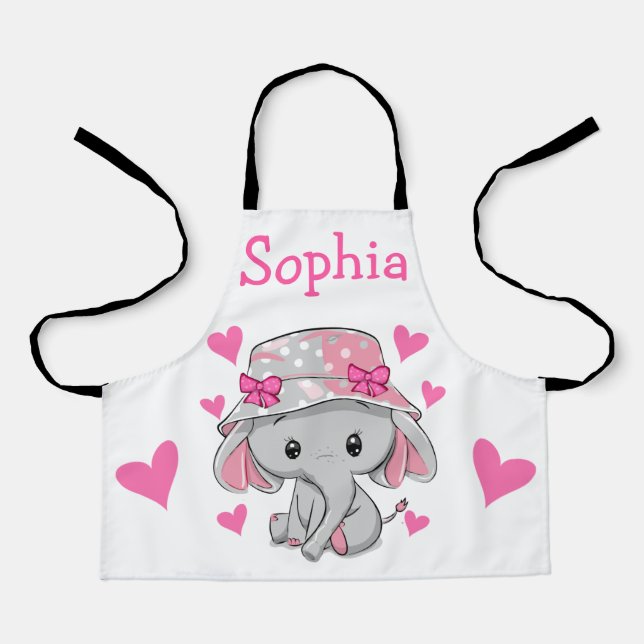 Tablier Bébé mignon Eléphant fille  (Recto)
