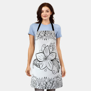Tablier Belle Fleur Monochrome, Oeuvre Graphique
