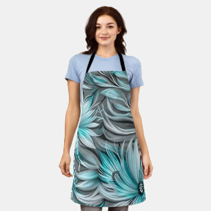 Tablier Belle impression Florale Turquoise Bleue