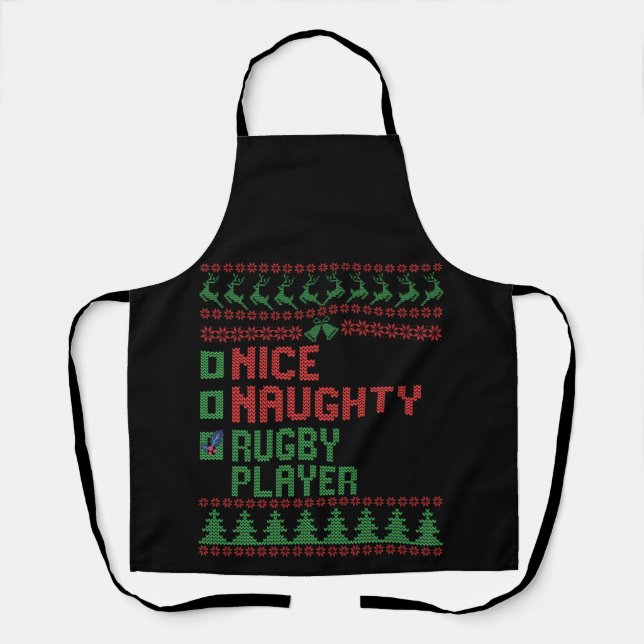 Tablier Belle Joueuse de rugby drôle cadeau de Noël (Recto)