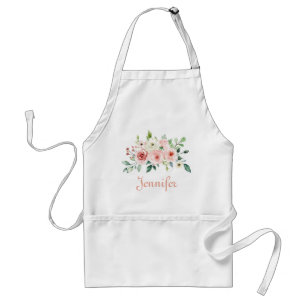 Tablier Belles fleurs d'aquarelle rose