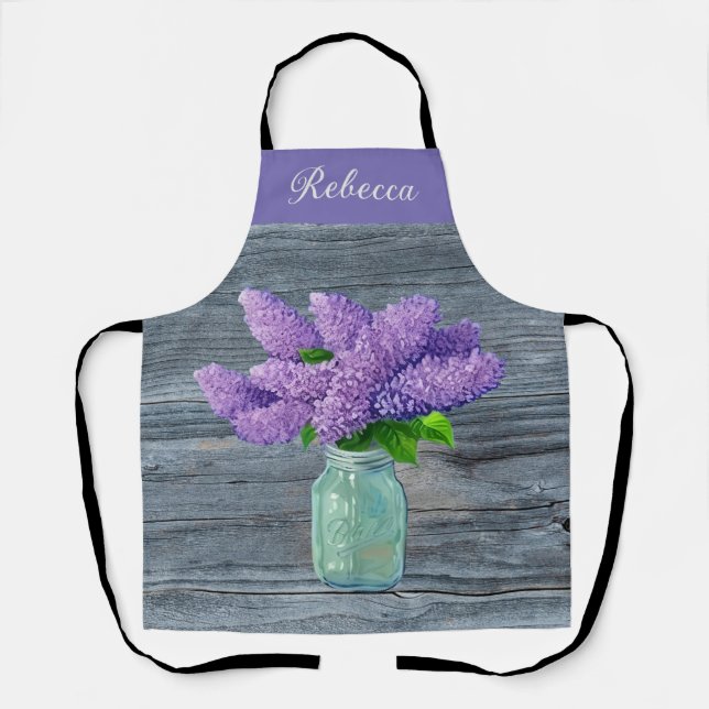 Tablier Belles Lilacs En Mason Jar Rustique (Recto)