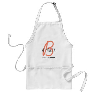 Tablier Belytalia Modern Coral Élégant Monogramme Chef