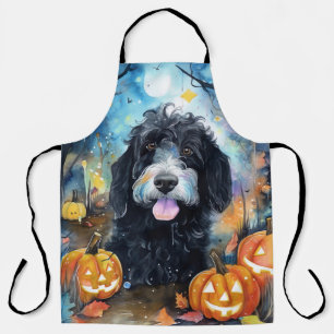 Tablier Bernedoodle Halloween avec citrouilles effrayant