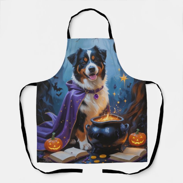 Tablier Bernese Mountain Dog peinture Whimsical Halloween (Recto)