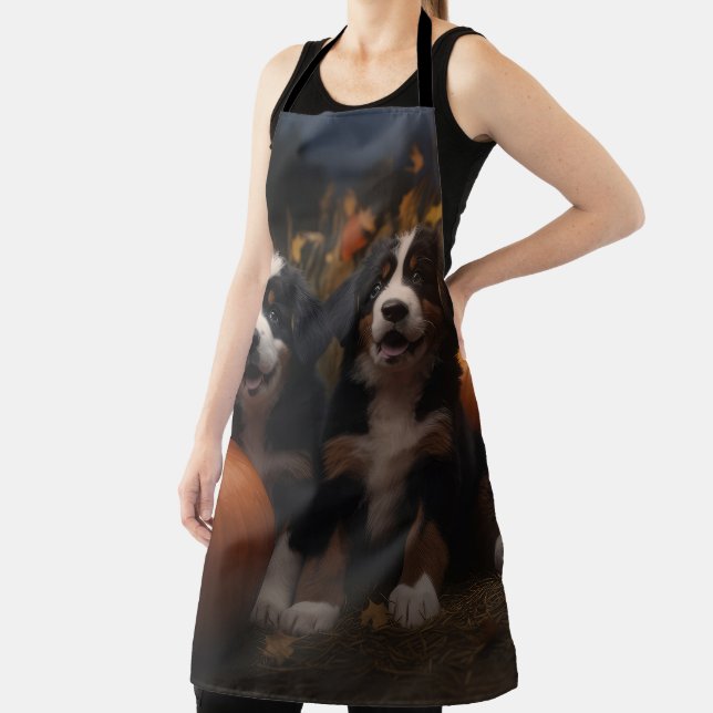 Tablier Bernois Montagne Chiot Automne Citrouille (Insitu)