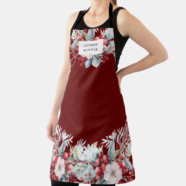 Tablier Berries d'hiver luxueux Monogramme de vacances Apr (Insitu)