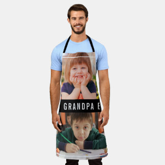 Tablier Best Grandpa Ever Grandkids 2 Photo Collage Black