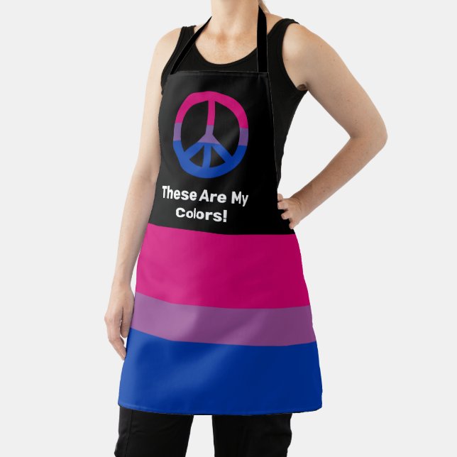 Tablier Bi pride flag and peace sign with a custom text (Insitu)