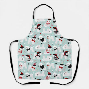 Tablier Bichon Frise Christmas Blue Apron