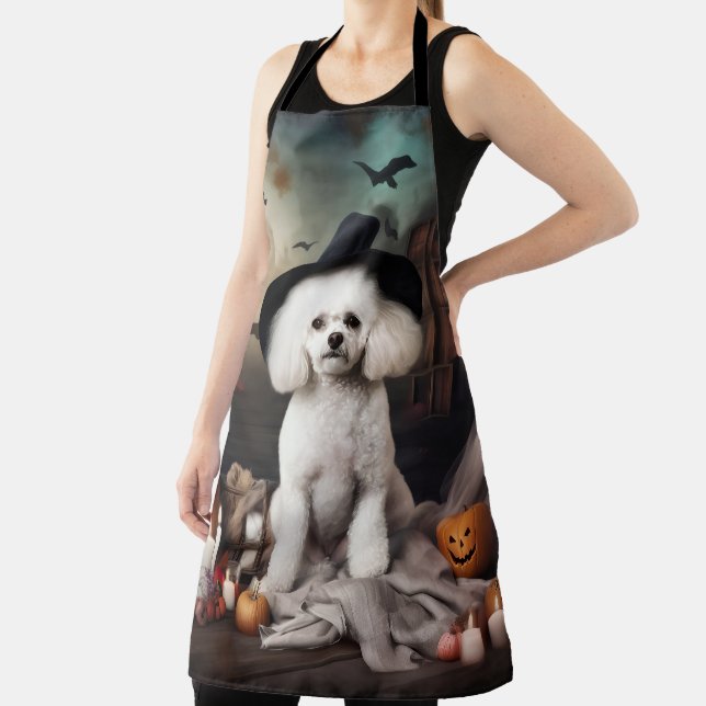 Tablier Bichon Frise Citrouilles Halloween effrayant (Insitu)