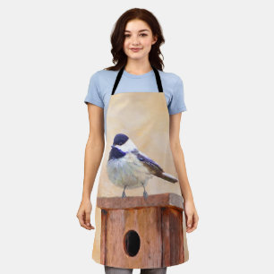Tablier Bickadee sur la peinture d'alimentation - Oiseaux