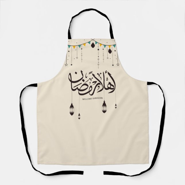 Tablier Bienvenue Ramadan, calligraphie arabe (Recto)