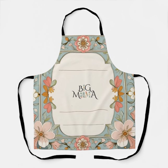 Tablier Big Moma I Am Floral Apron – Mint & Peach Bloom  (Recto)