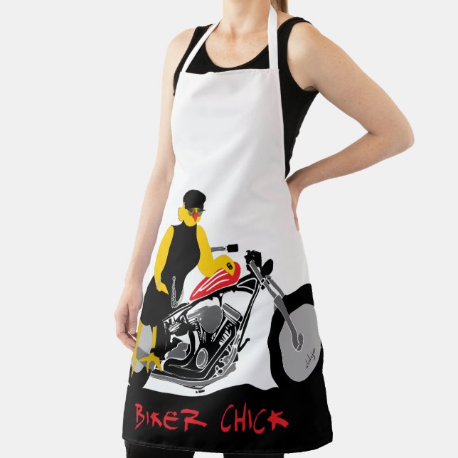 Tablier BIKER CHICK assise sur sa moto (Insitu)