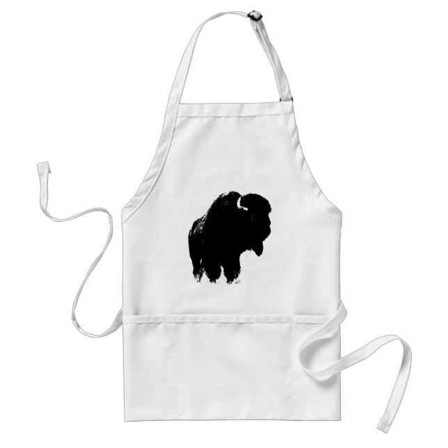 Tablier Bison de bison noir et blanc Pop Art (Devant)