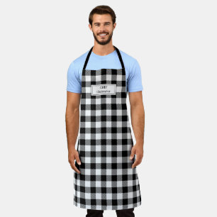 Tablier Bison noir blanc Plaid Lumberjack personnalisé
